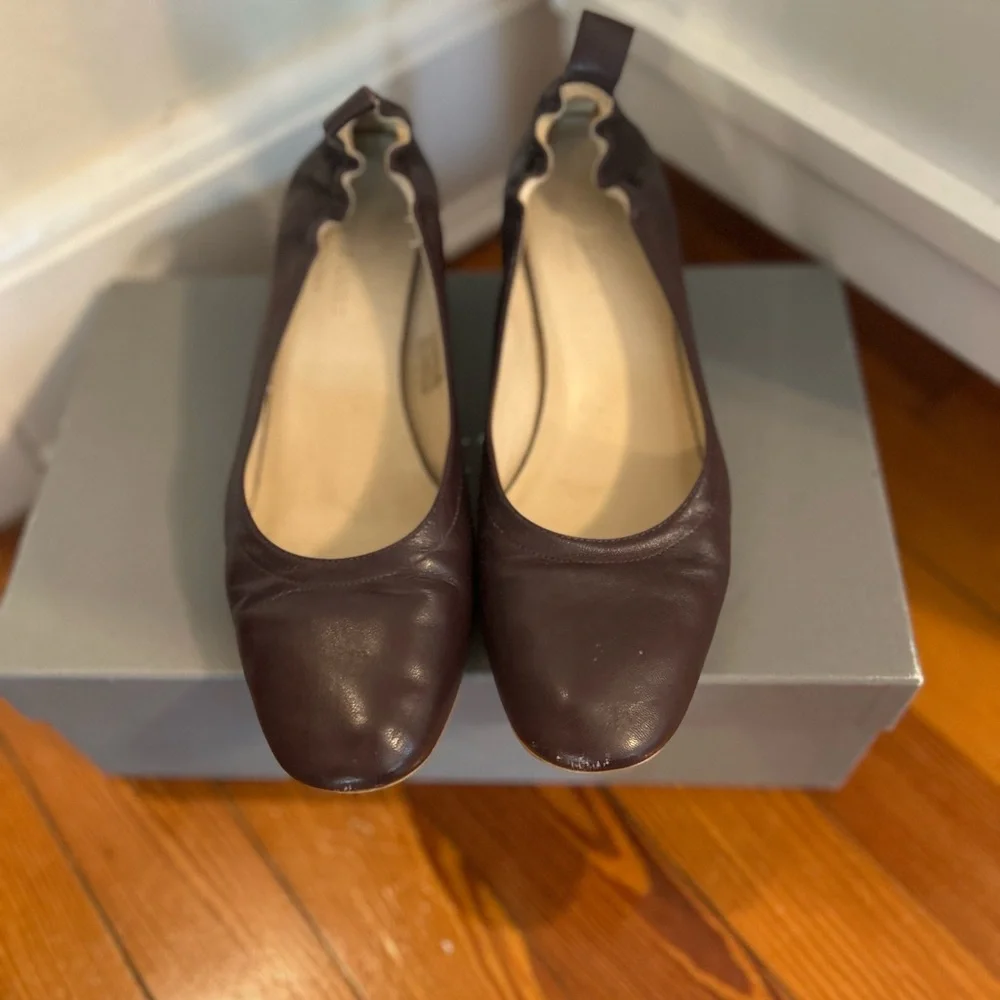 Everlane Dark Wine Leather Women's Flats - Picture 2 of 5